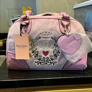 Juicy Couture Light Pink Travel Bag with Embroidery